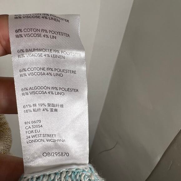 Daily Practice Anthropologie Ombre Cardigan S Colorblock Stripe Linen 3/4 Sleeve - Picture 8 of 9